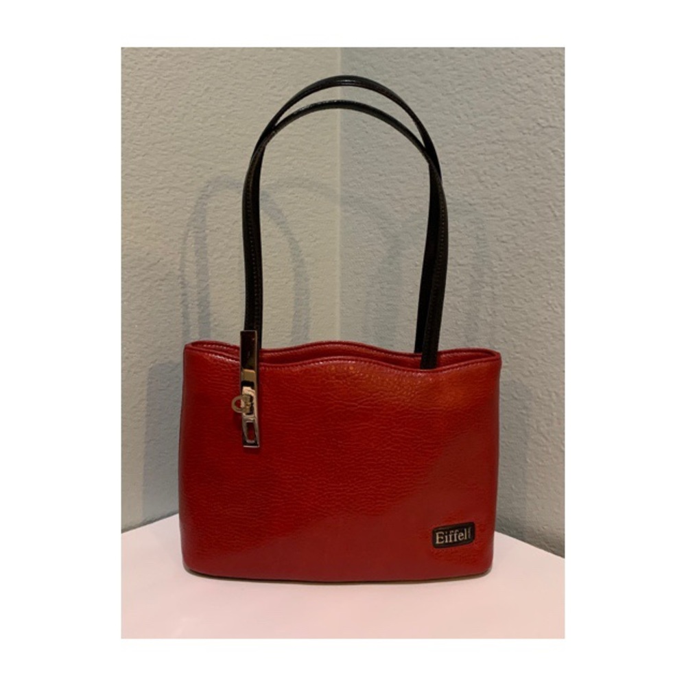 Eiffel red leather shoulder bag